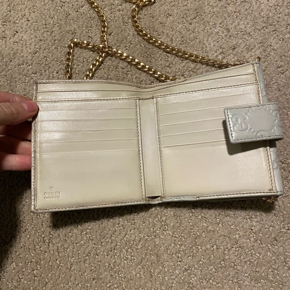 Gucci Guccissima logo square wallet on chain gold grey - Picture 4 of 8
